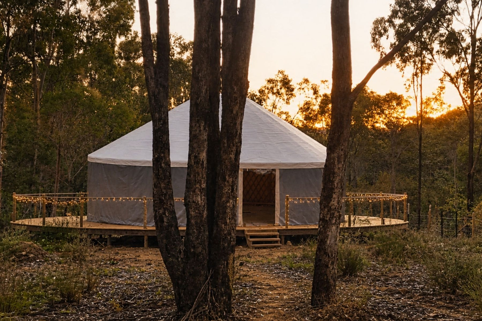 Yurt set up as a guest accommodation or retreat space, illustrating how it can be used to generate income from a property