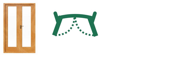 Illustration of a Double Glass Door positioned at 1 o’clock on a yurt clockface layout.