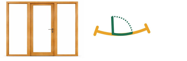Illustration of a Premium Combo Door positioned at 6 o’clock on a yurt clockface layout.